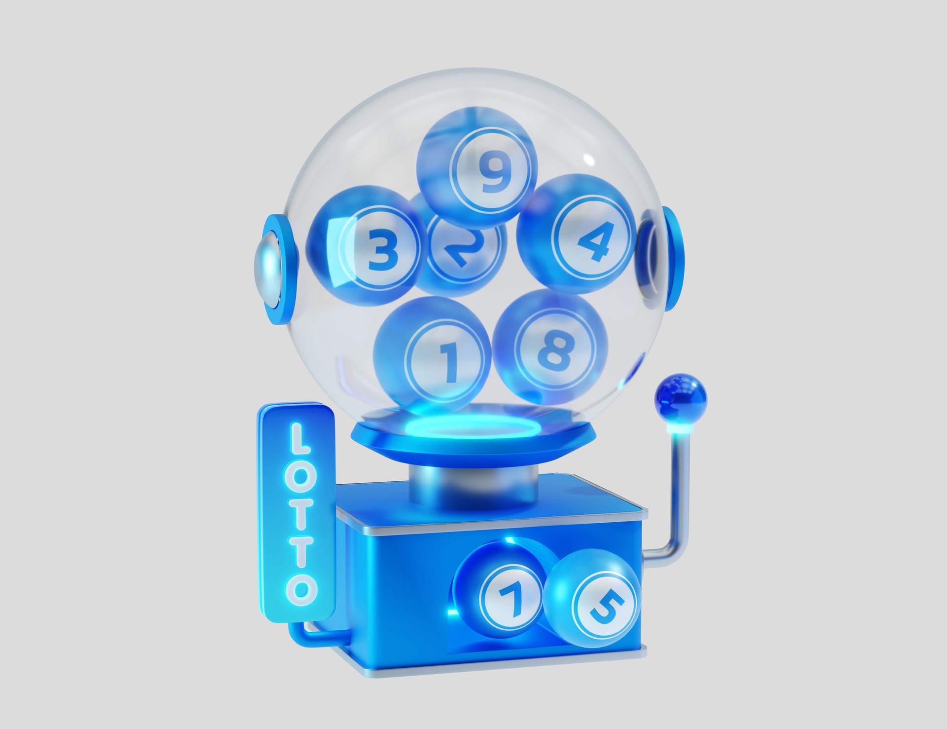 Lottery machine 3d illustration with clipping path on grey background